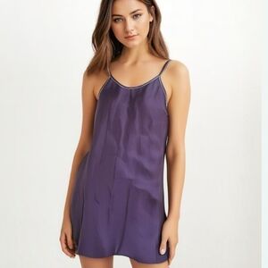 Valerie Stevens Purple Satin Slip Dress S